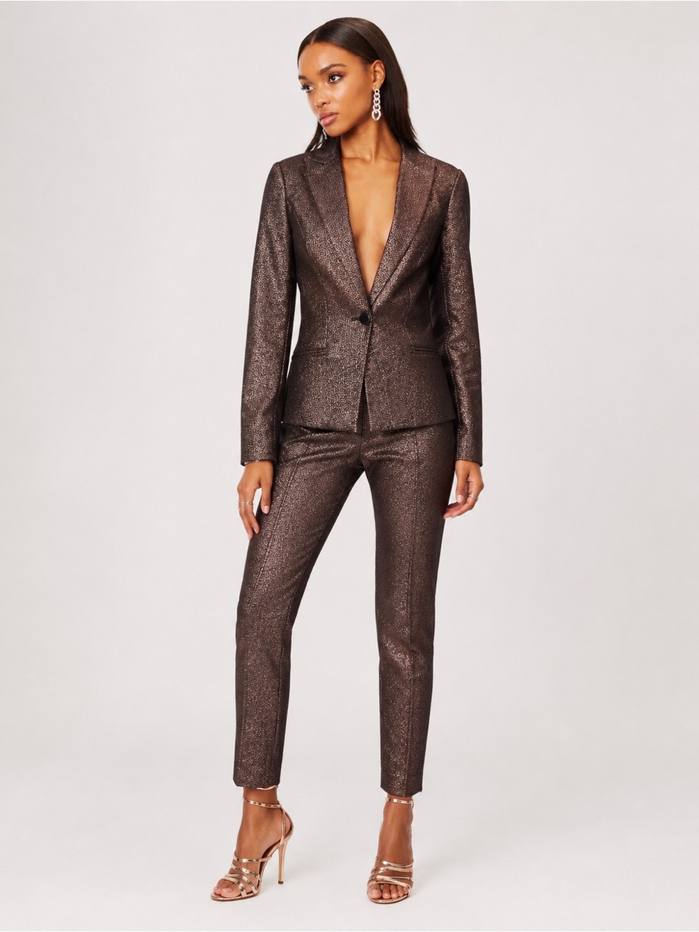 Ramy Brook Warren Blazer Kody Pant metallic suit set size 4